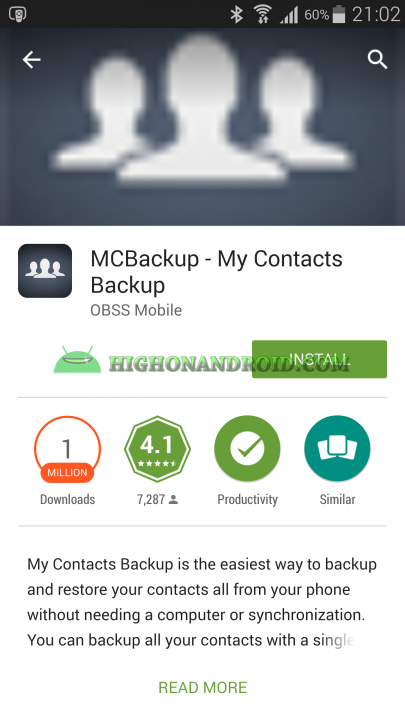 Android Contacts Backup MC1