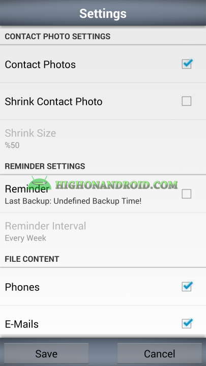Android Contacts Backup MC8