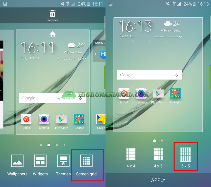Galaxy S6 S6 Edge Change Screen Grid Size