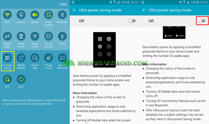 Galaxy S6 S6 Edge Ultra Power Saving Mode