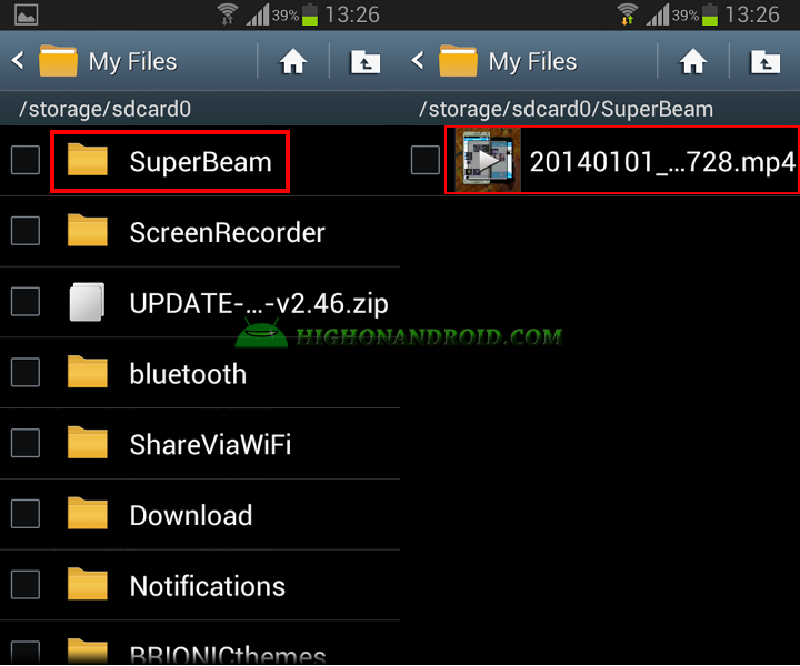 Transfer large files between two android devices with Superbeam 14