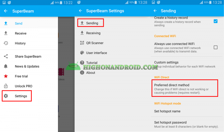 Transfer large files between two android devices with Superbeam 16
