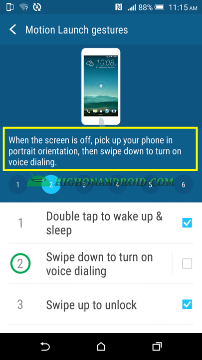 htc one m9 plus Swipe down to turn on Voice dialing