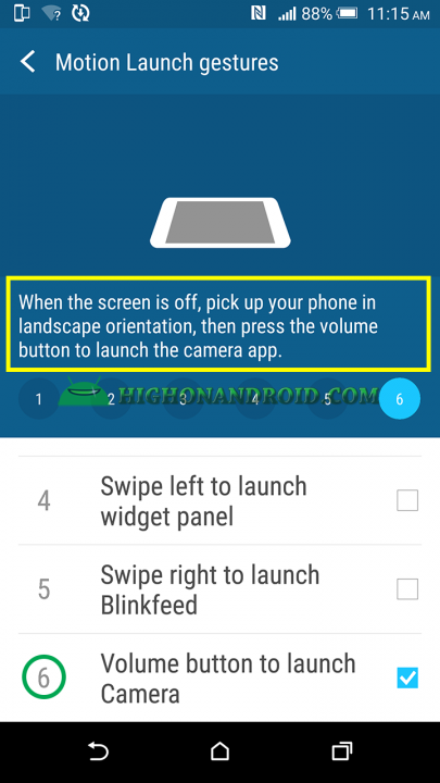 htc one m9 plus tap on volume button to open camera app