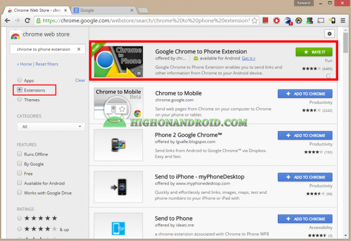 How To Directly Send Web page links from PC to  your android device 4
