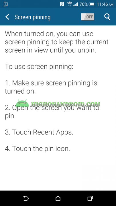 How To Enable Screen pinning feature on htc one m9 plus 2