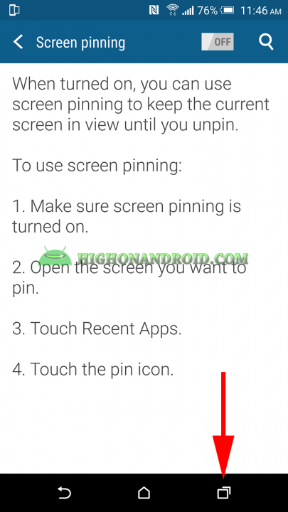 How To Enable Screen pinning feature on htc one m9 plus 3