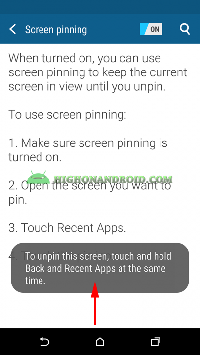 How To Enable Screen pinning feature on htc one m9 plus 8