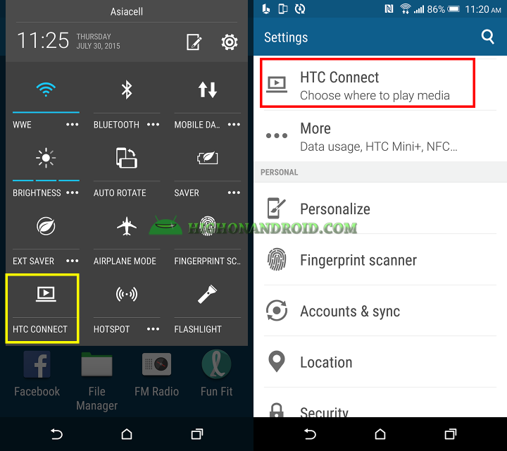 How To Play Media on TV using htc one m9 plus's htc connect feature