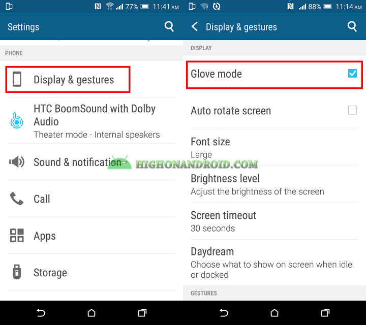 How To Use Glove Mode on htc one m9 plus