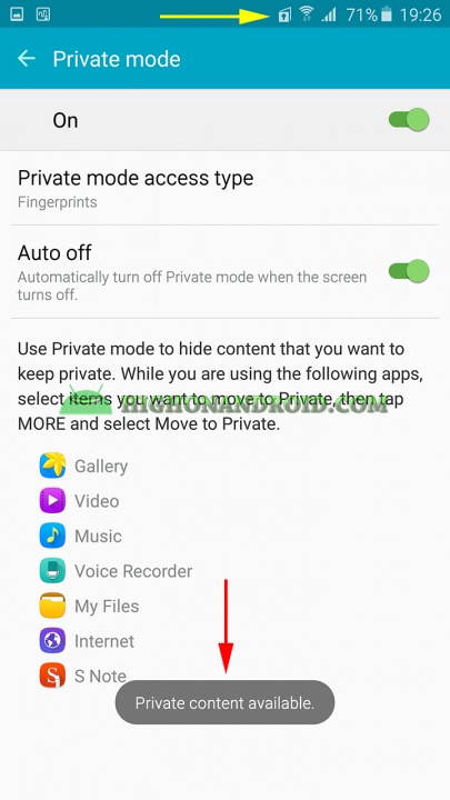 How To hide contents on galaxy note 5 using private mode 3