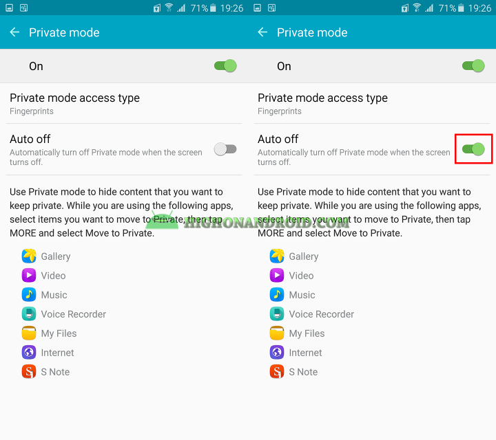 How To hide contents on galaxy note 5 using private mode 7
