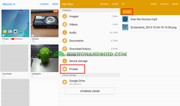 How To hide contents on galaxy note 5 using private mode 9