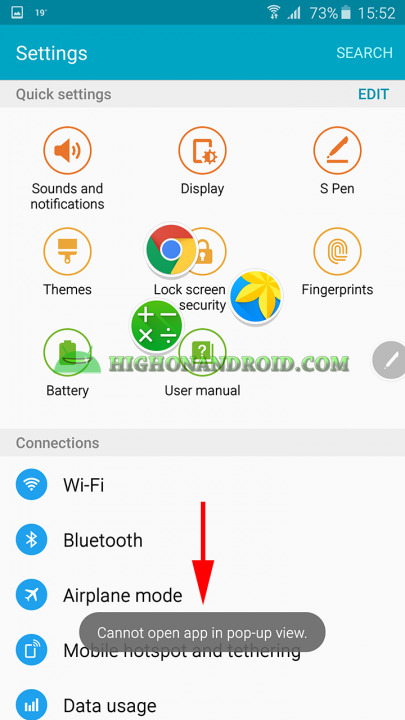 how to use popup view on galaxy note 5 2