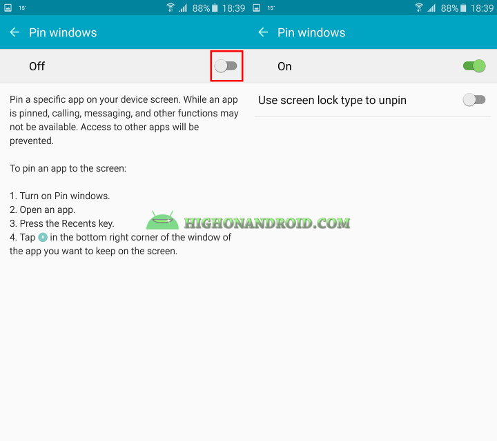 how to use screen pinning feature on galaxy note 5 2