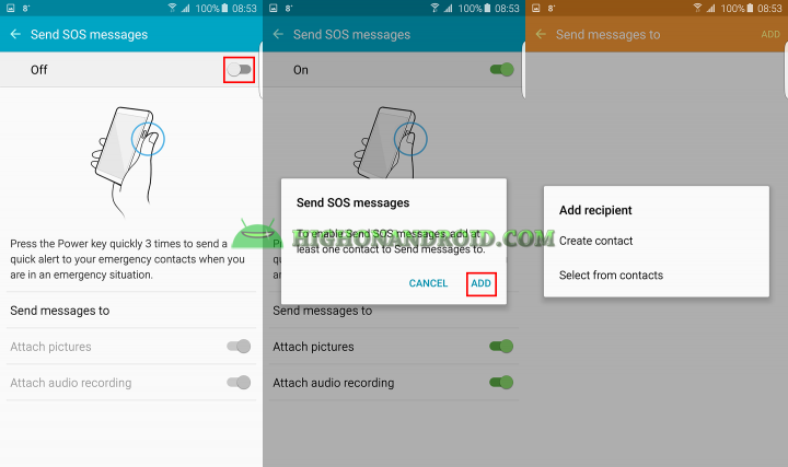 how send SOS Messages on galaxy note 5 2