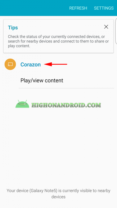 how to cast contents from galaxy note 5 to tv 5